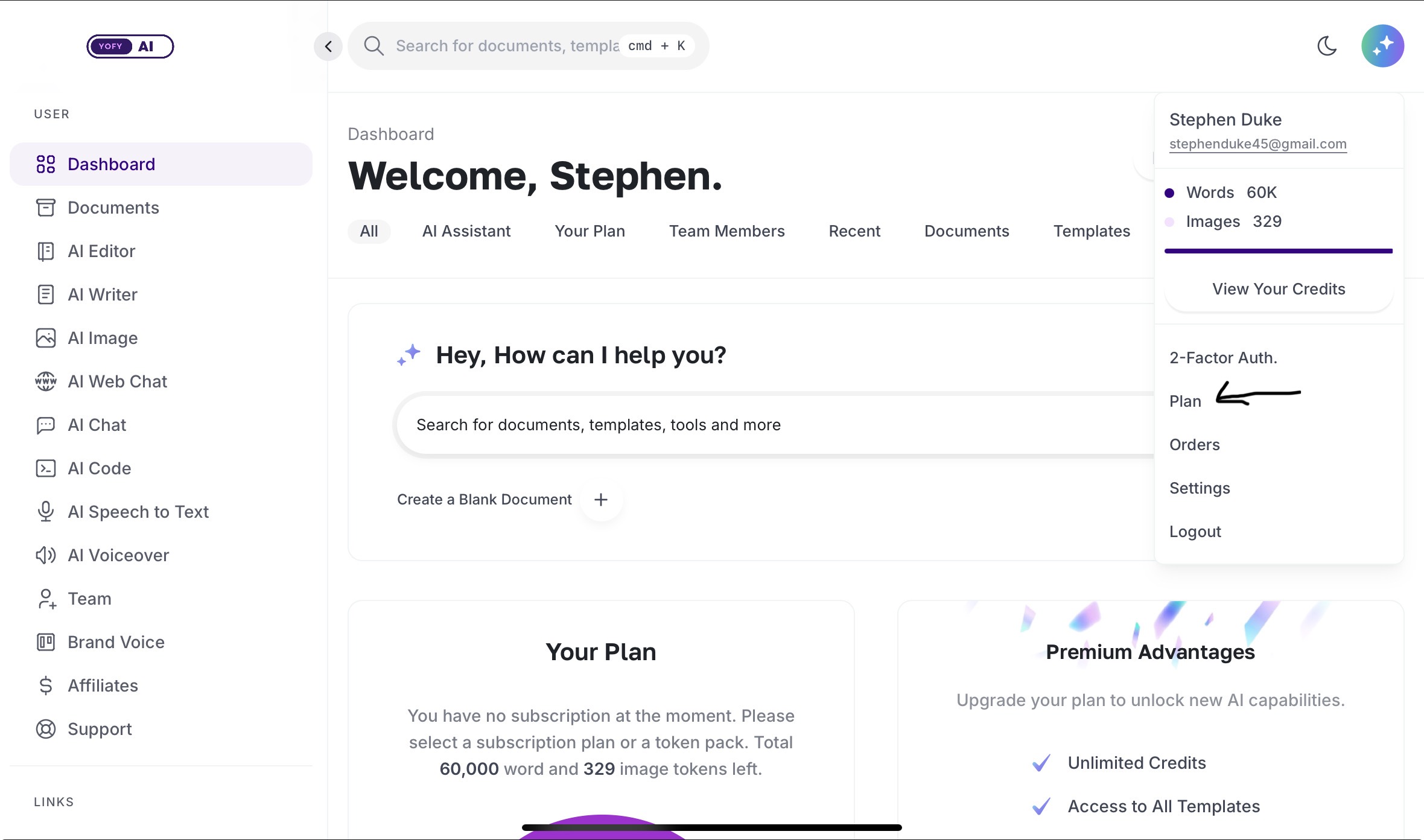 How to Subscribe to a Plan on YofyAI